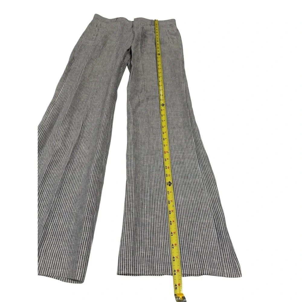 Banana Republic Trouser No. 718 Martin Fit Pants Women Size 8L Blue White Linen